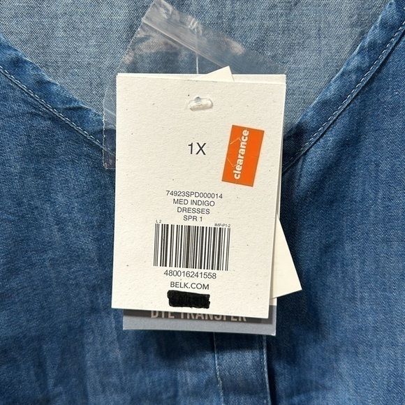 TRUE CRAFT 3/4 Sleeve Denim Shirt Mini Dress Size 1X NWT - Picture 4 of 6